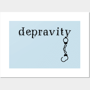 Depravity Handcuffs Hanging Light-Monotone Posters and Art